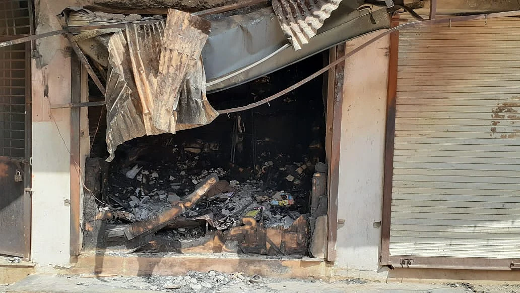 A burnt shop