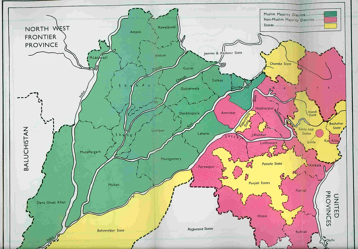 Map of Punjab pre-partition (Wikimedia Commons).