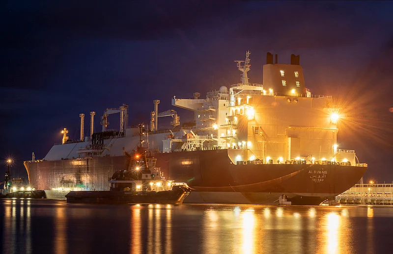 LNG being transported