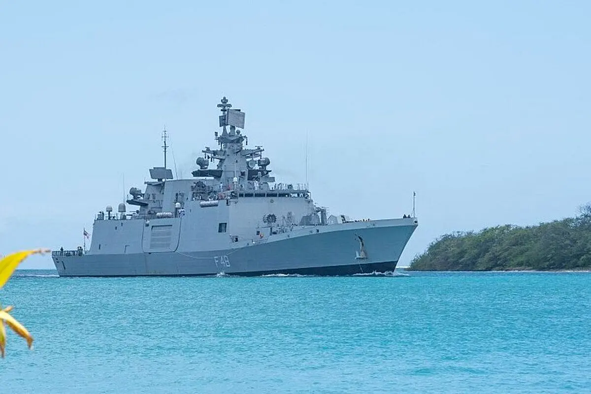 Indian Naval Warship Satpura On A Deployment To South China Sea
