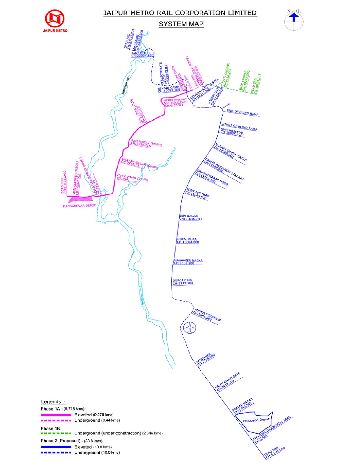 Jaipur Metro map (JMRC)