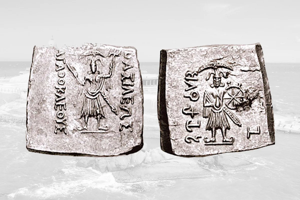 Baladeva and Sri Krishna coins issued by king Afathocles. (around 150 BCE)