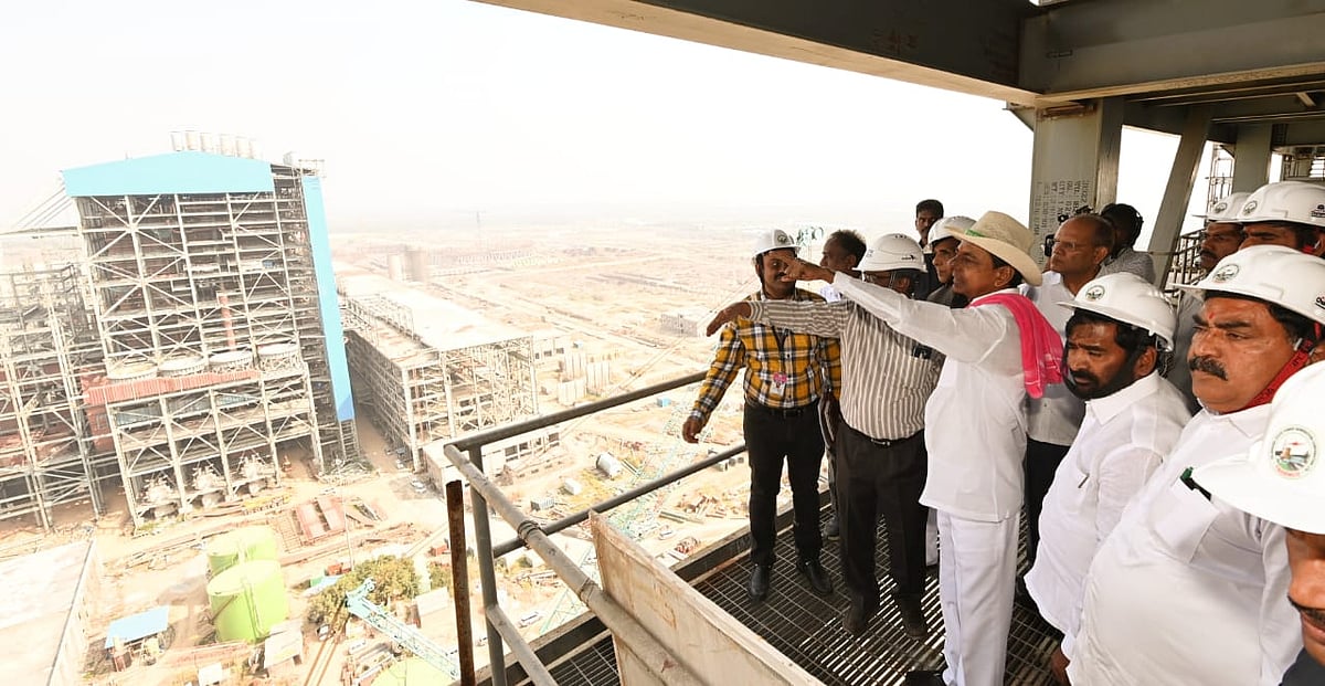 CM KCR inspecting the works at Yadadri Thermal Power plant (Telangana CMO)