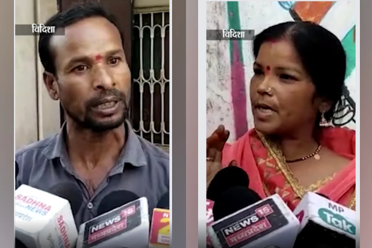 Suresh Arya, the teacher at the madrassa (on the left) and Rekha Chidar (on the right)