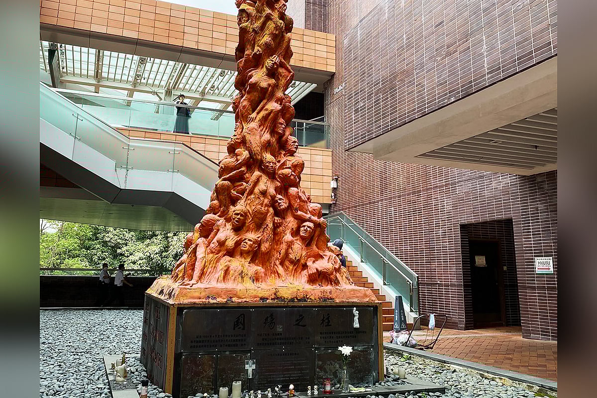 The renowned Tiananmen Square 'Pillar of Shame' statue in Hong Kong has