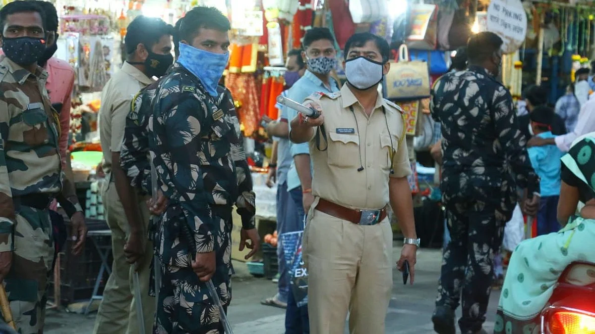 Police keeping a check on social distancing norms