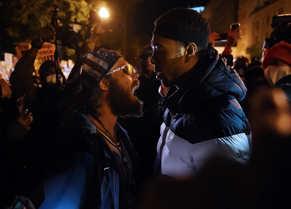 A Donald Trump supporter clashed with a demonstrator at Black Lives Matter