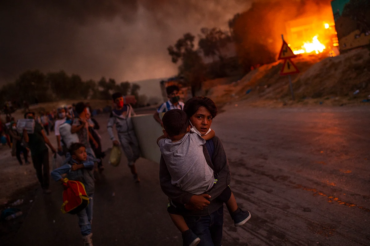 Fire broke out on the island of Lesbos