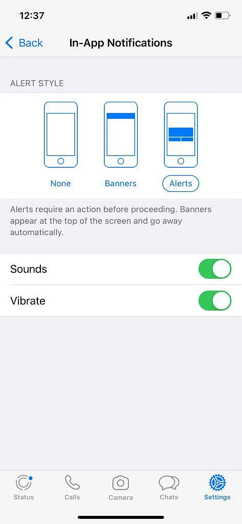 You can switch on your in-app notifications by going into Settings on your WhatsApp.
