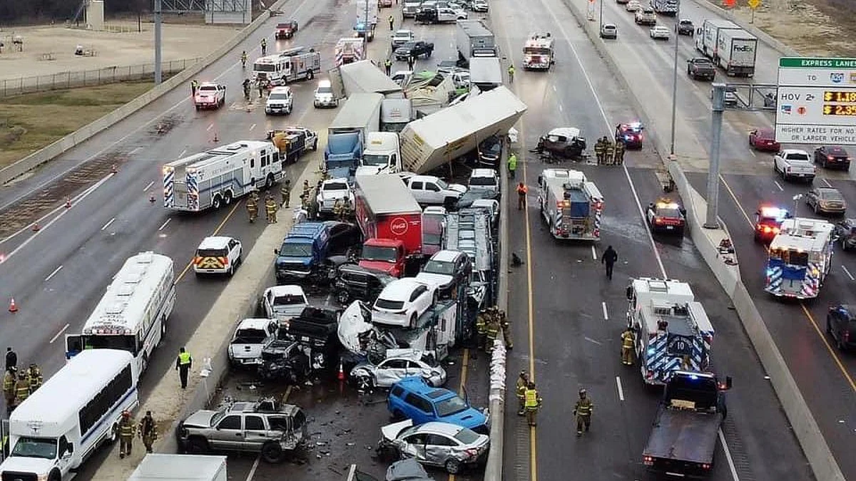 Watch video: Over 130 car pile-up on an icy highway in Texas; six dead