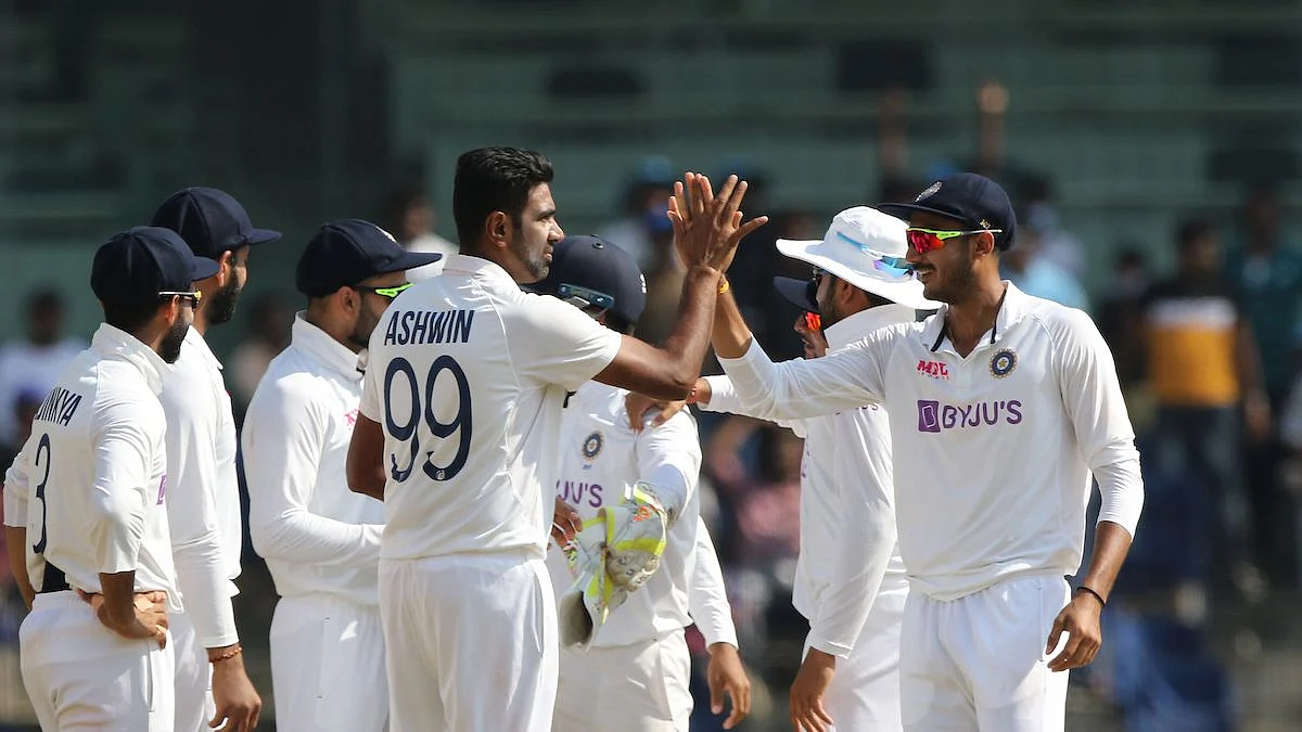 Team India celebrating the win against England in the second Test at Chennai on Tuesday