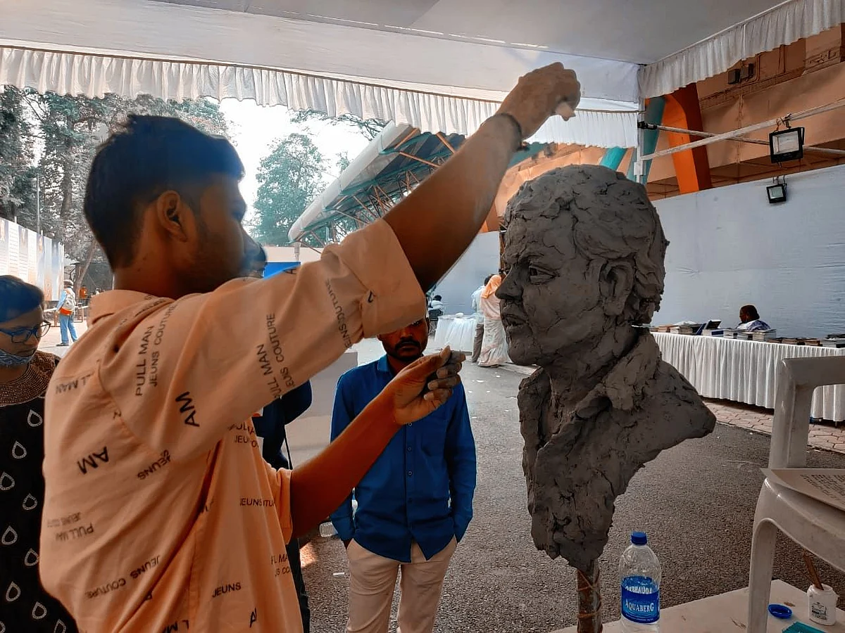 An artist sculpts Rohith Vemula's bust as a symbol of remembrance on his birth anniversary.