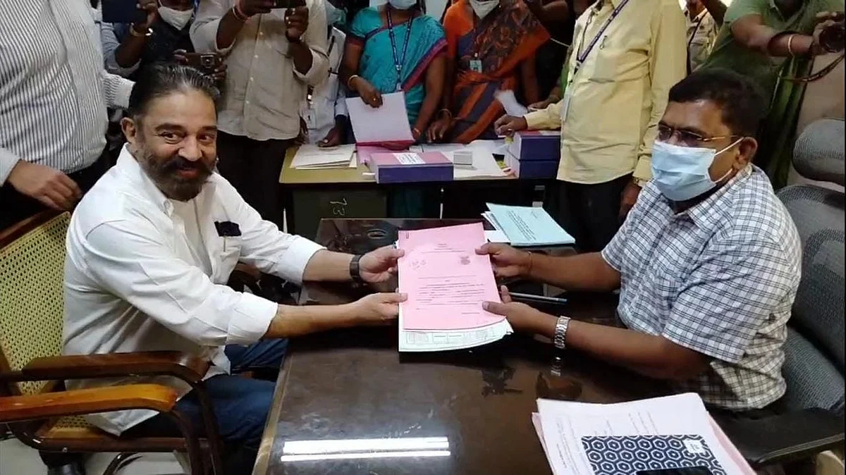 Kamal Haasan shared this picture on Twitter of him filing his nomination from Coimbatore