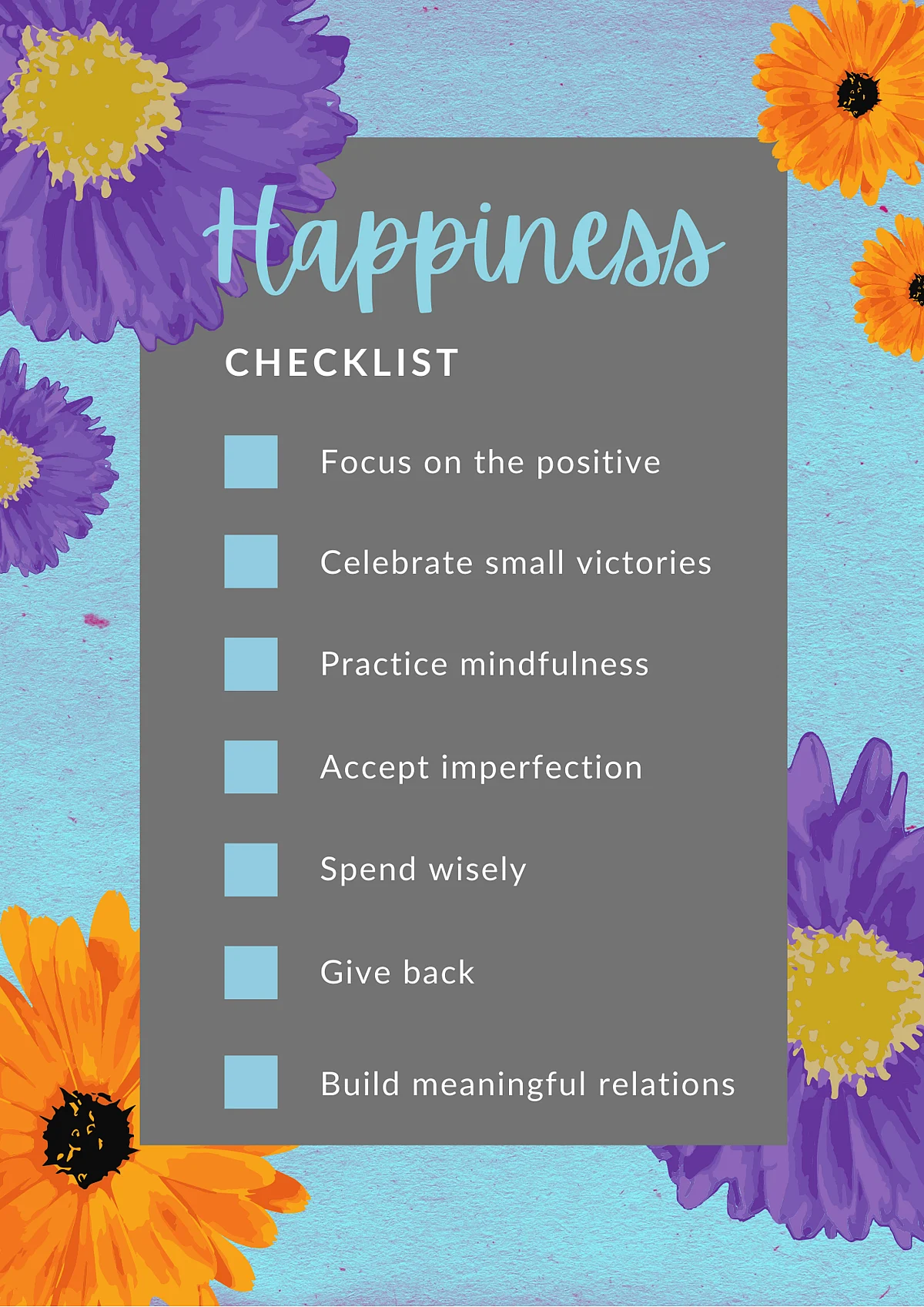 A checklist for ensuring you feel happy