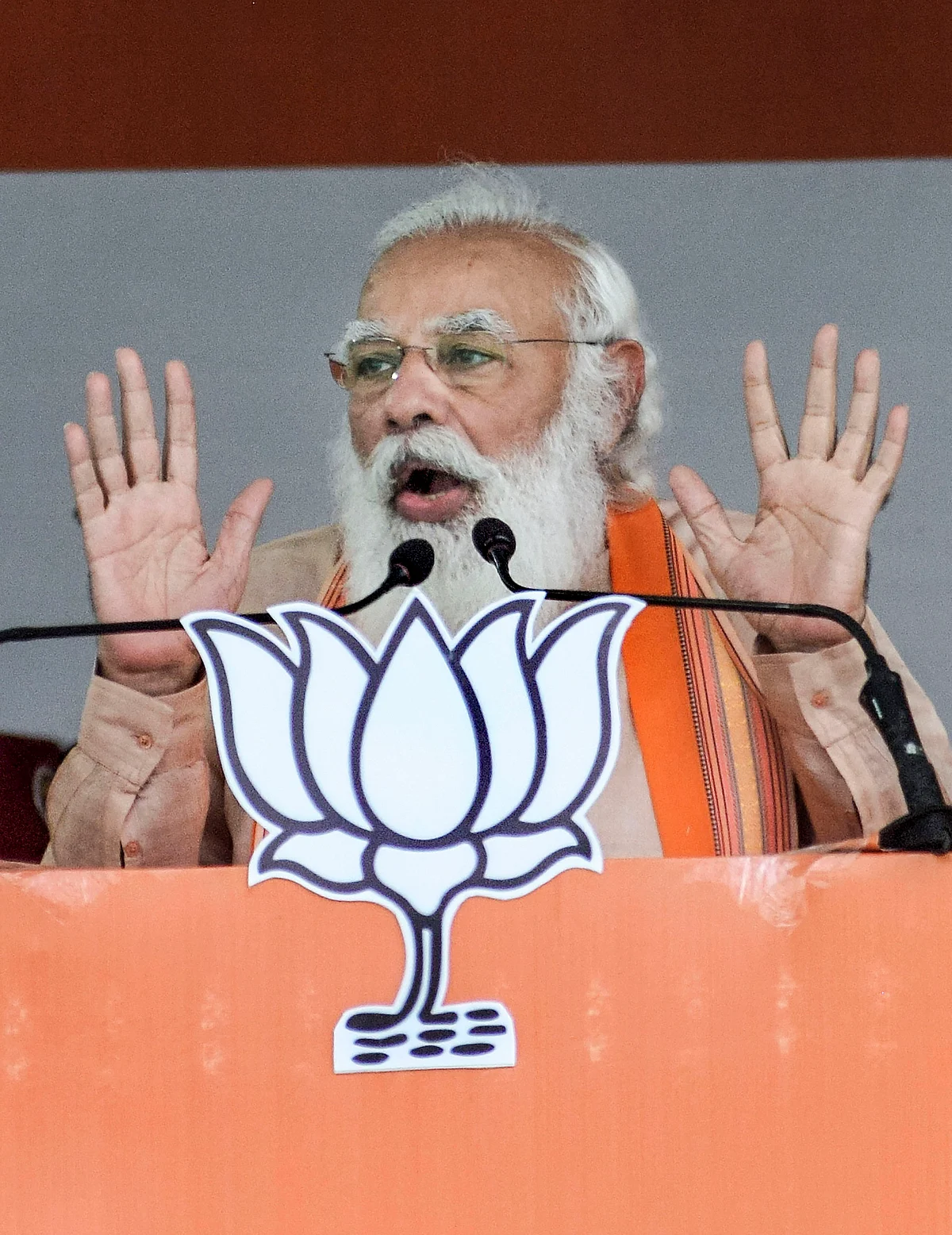 Prime Minister Narendra Modi speaks during a BJP election campaign rally, ahead of West Bengal assembly polls, in Purulia district, Thursday, March 18, 2021