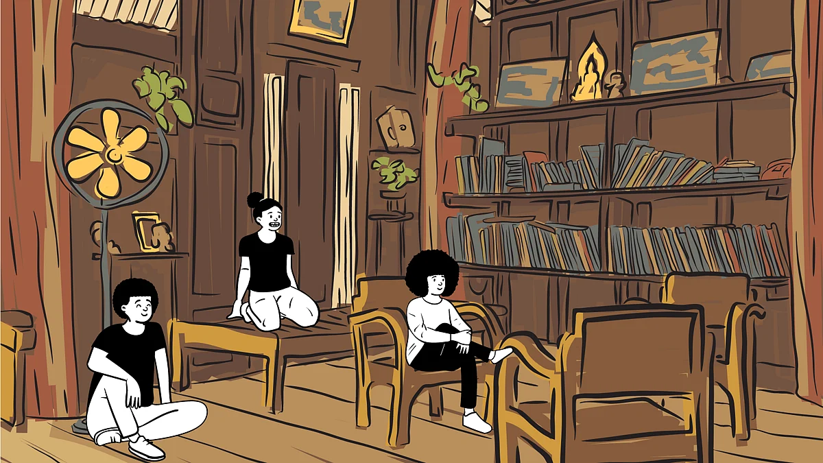 Art representing people at home