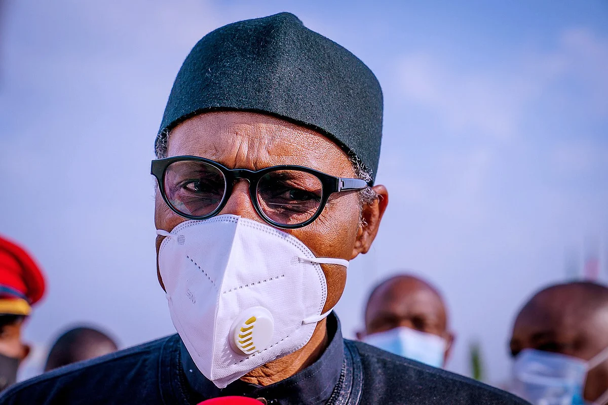 Nigerian President Muhammadu Buhari in the captial city of Abuja, Nigera on April 15, 2021