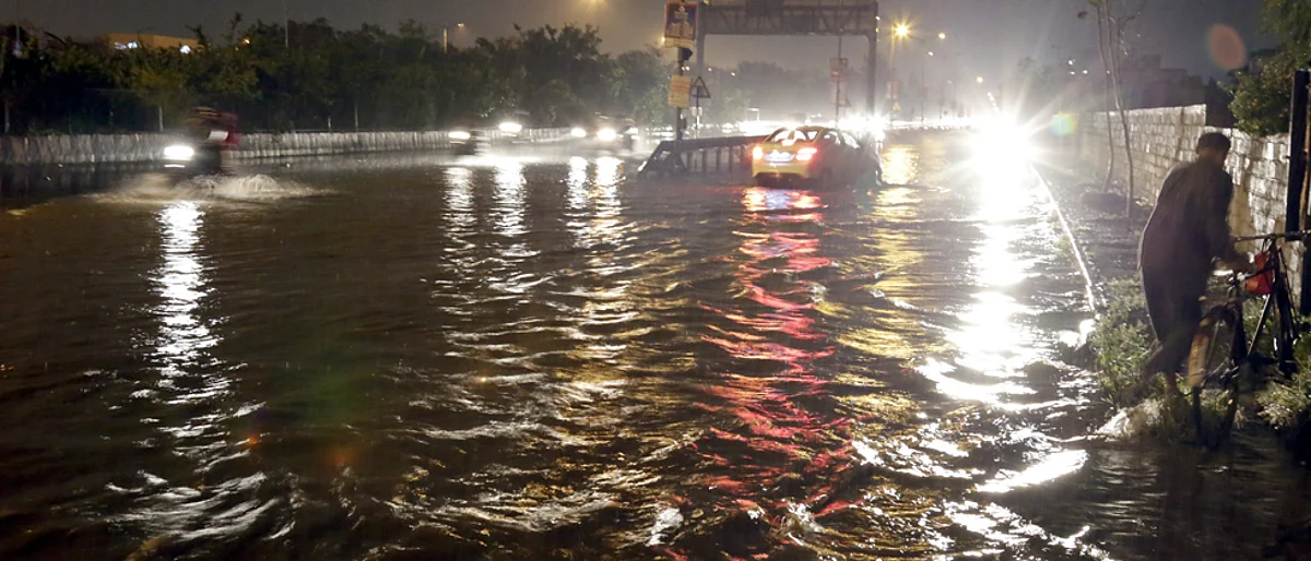 Pune: Water logging near Karmabhumi area on Lohegaon-Wagholi road