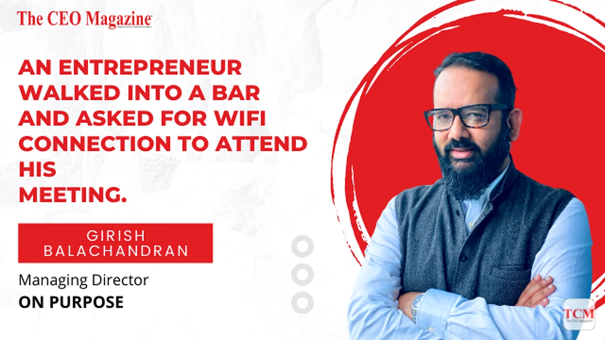 An entrepreneur walked into a bar and asked for wifi connection to attend his meeting