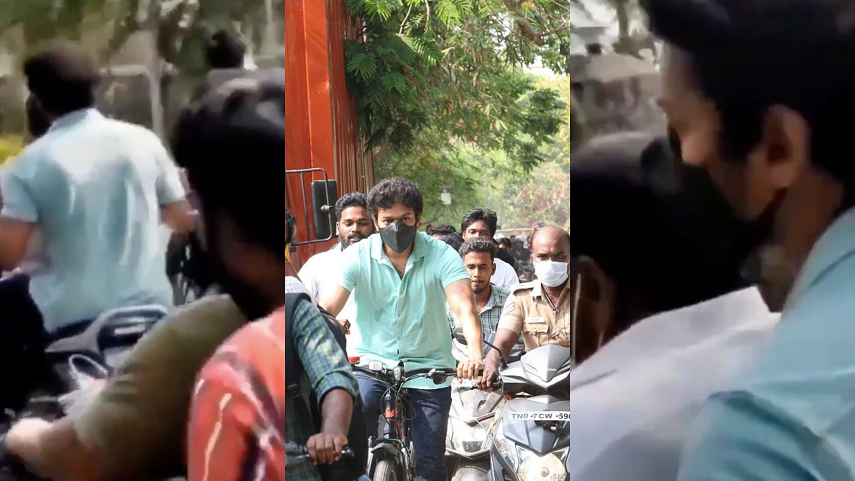 ഇന്ധനവിലയില് പ്രതിഷേധിച്ച് സൈക്കിളിൽ വോട്ട് ചെയ്യാനെത്തിയ വിജയ് സ്കൂട്ടറിൽ മടങ്ങി; വീഡിയോ