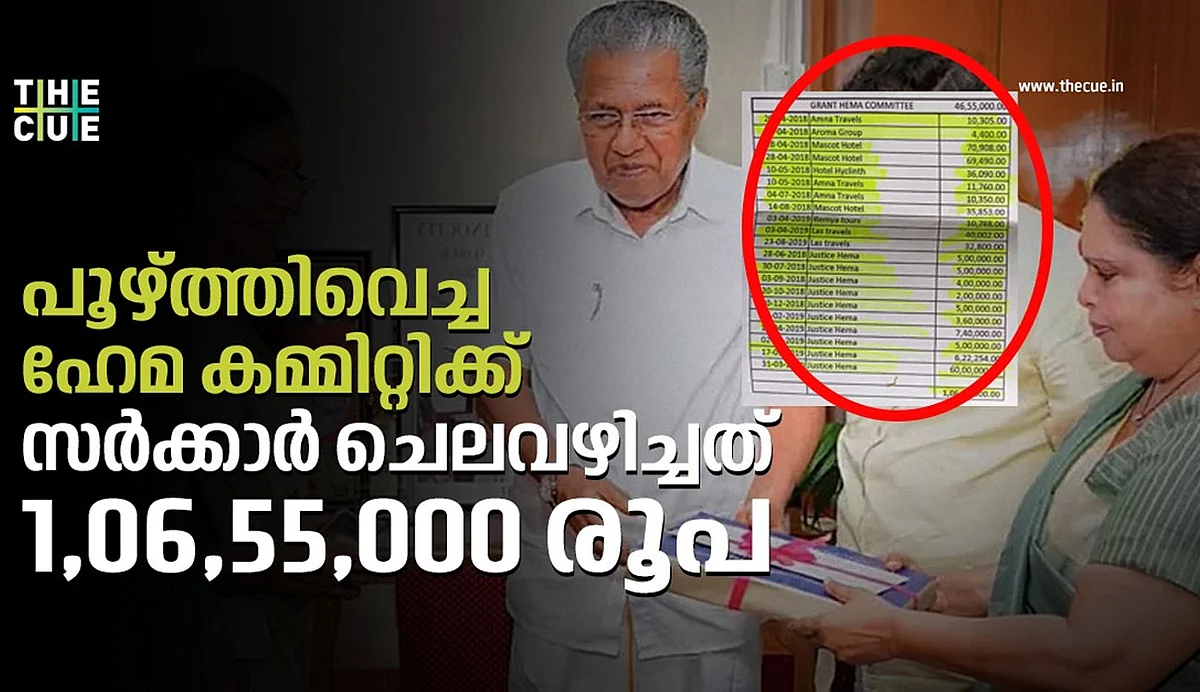 ഹേമ കമ്മിറ്റിക്കായി സര്ക്കാര് ചെലവിട്ടത് ഒരു കോടി പത്ത് ലക്ഷത്തിലേറെ, പൂഴ്ത്തിവച്ച റിപ്പോര്ട്ടിന്റെ ചെലവ് പുറത്ത്