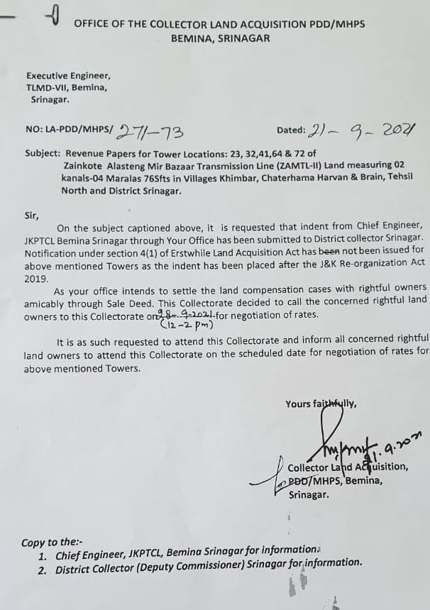Why is the government acquiring land under a repealed statute in Jammu & Kashmir?