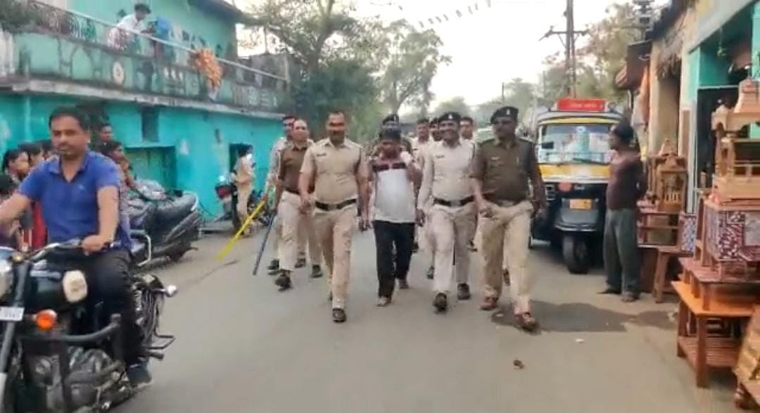 Police made the accused walk on the road after arrest