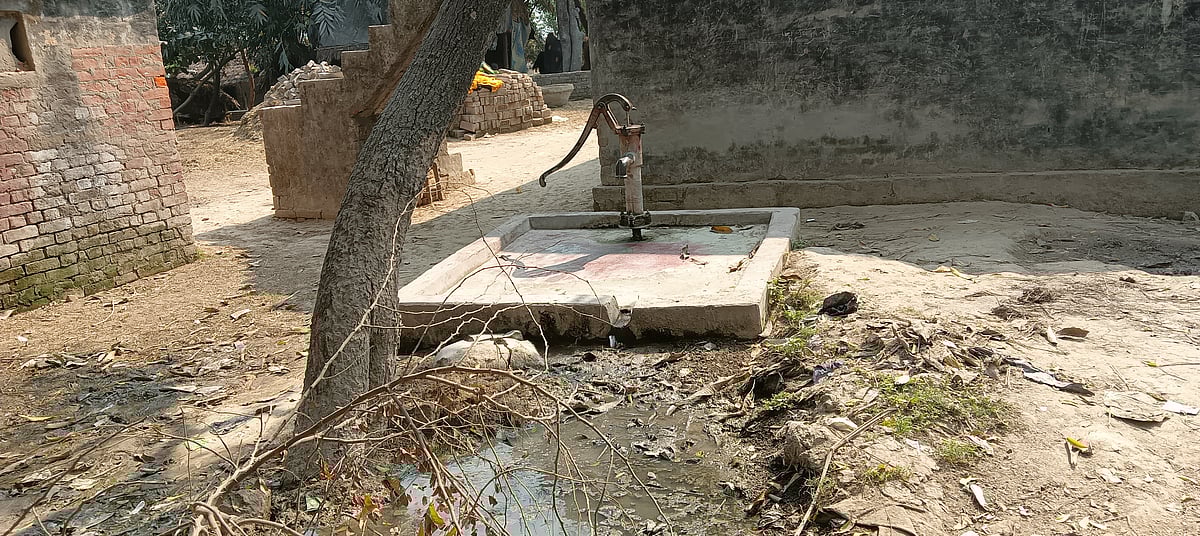 There is no drainage system in the village.