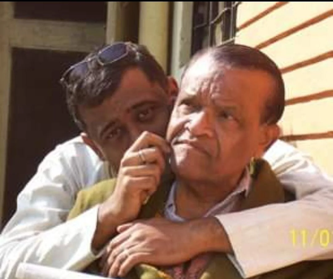 With his son in lighter moments