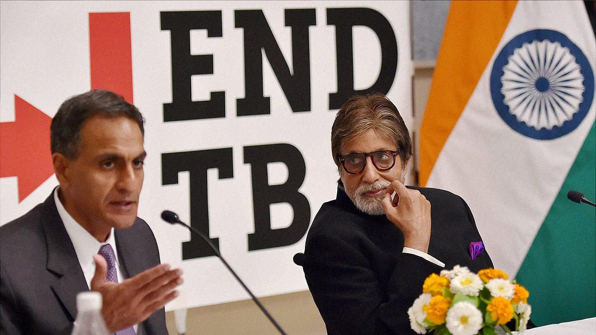 File photo of Bollywood actor Amitabh Bachchan during a press briefing on the US government’s commitment to end TB.