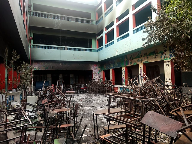 School burnt in Shiv Vihar in northeast Delhi.