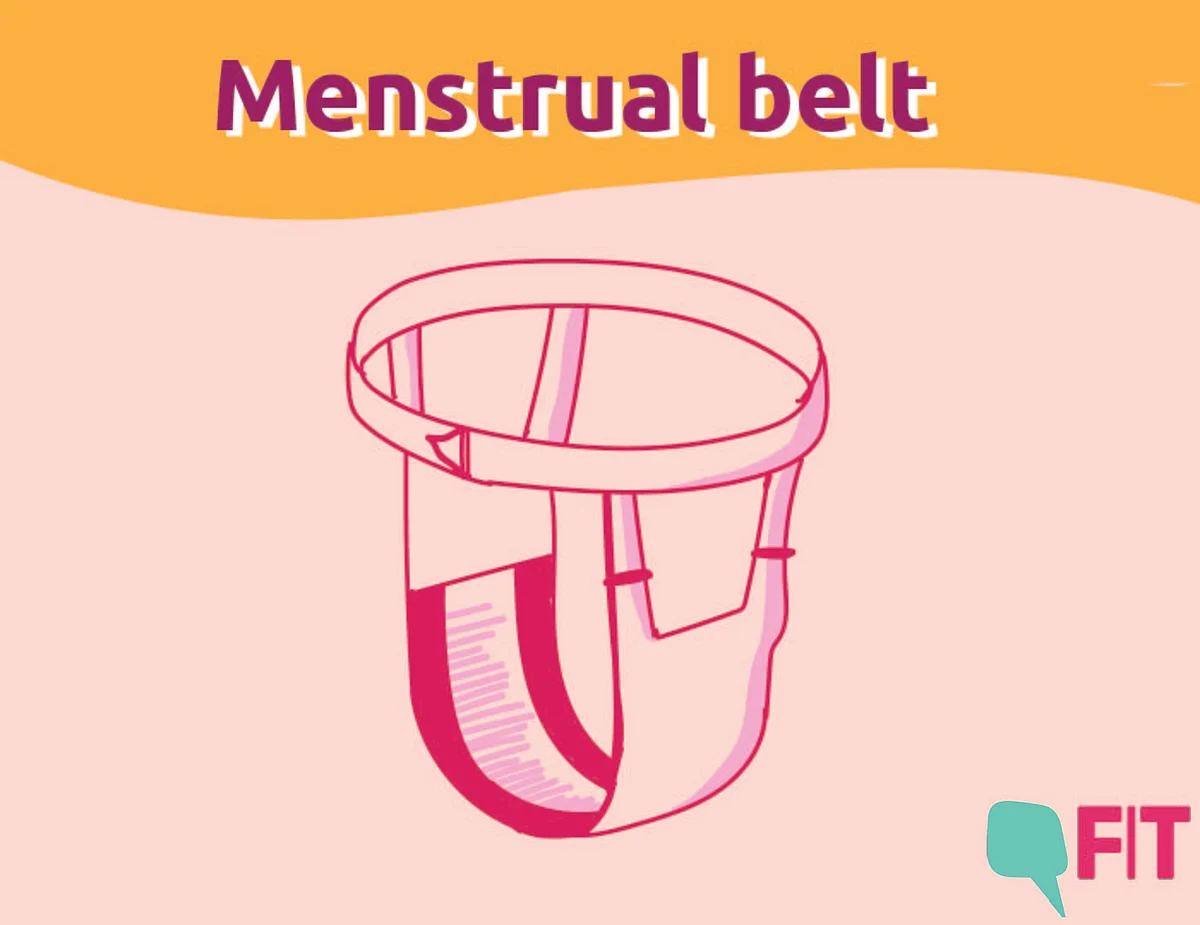 Menstrual belts were like girdles that would go around the waist and meet at the centre between the legs.