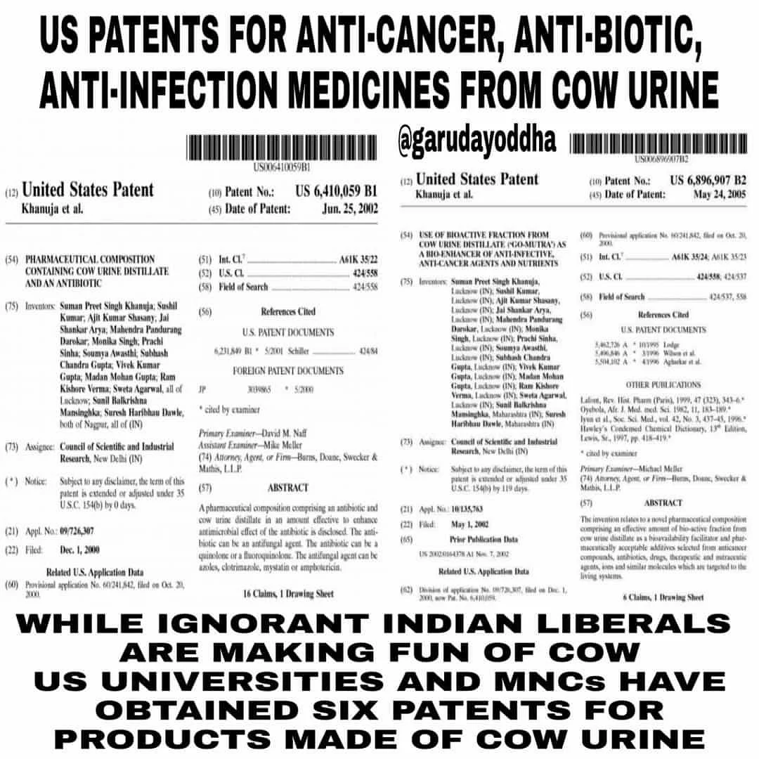 FIT WebQoof: US Patents For Medicines Containing Cow Urine