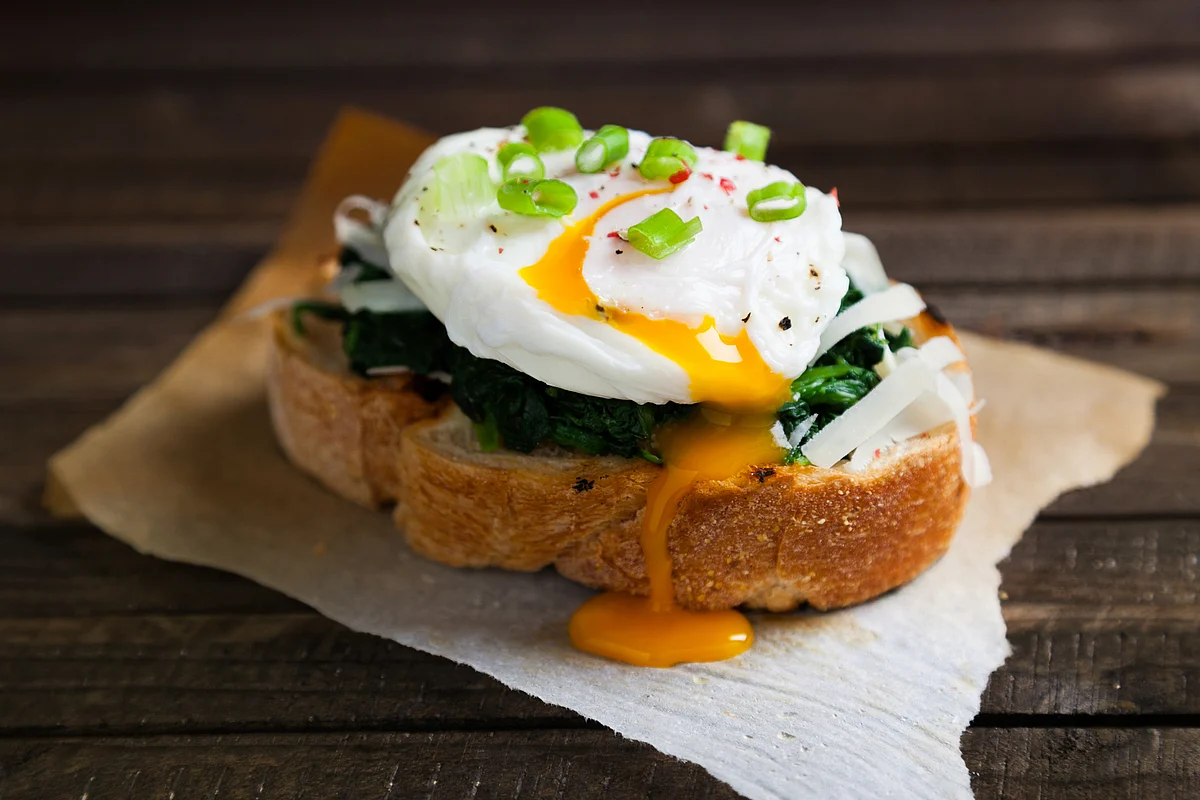 Spinach and egg on toast.