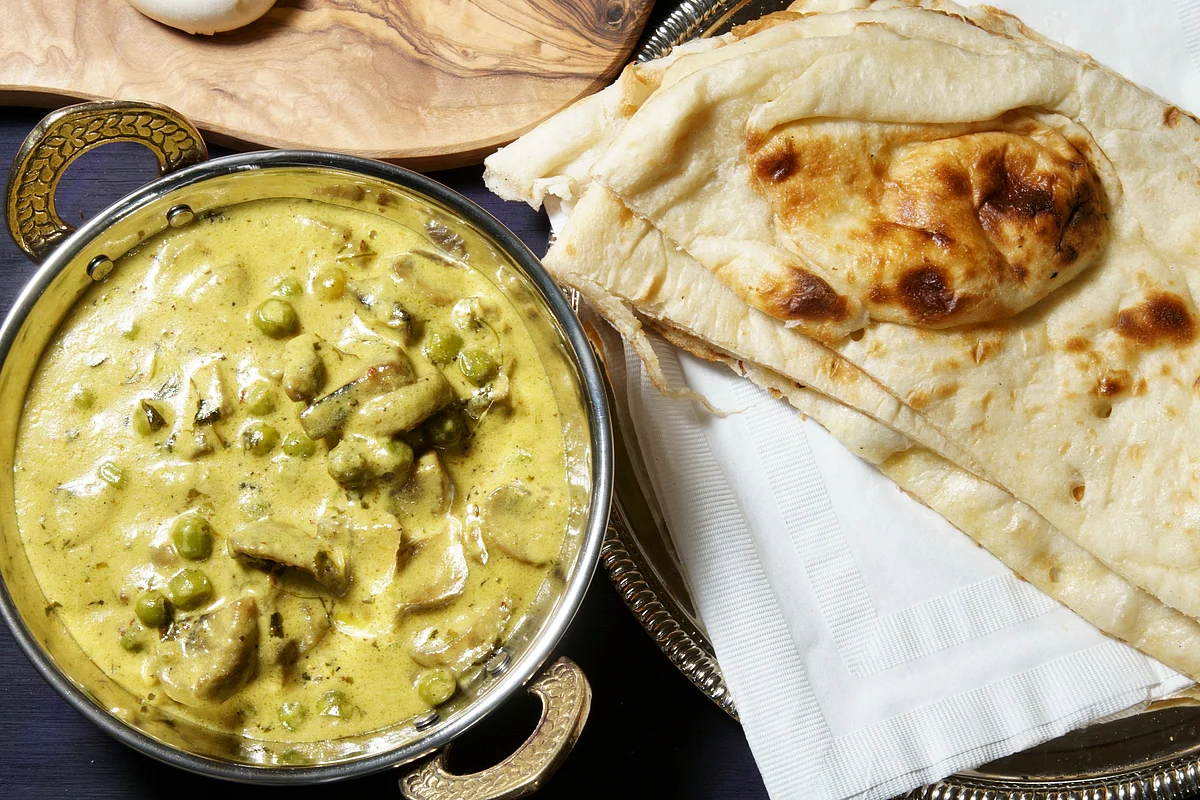 Mushroom and peas curry.