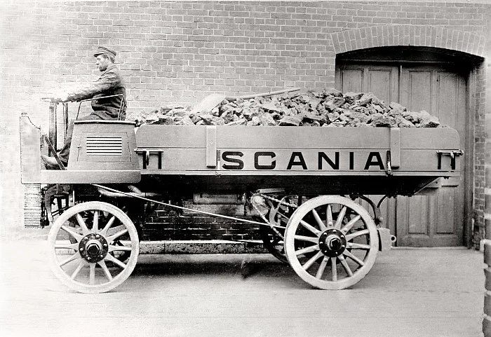 This image of one of the first ever Scania vehicles shows how the company is a core part of the journey of transportation