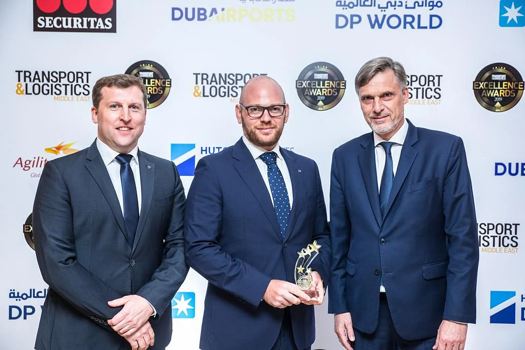The Mercedes team with their award
