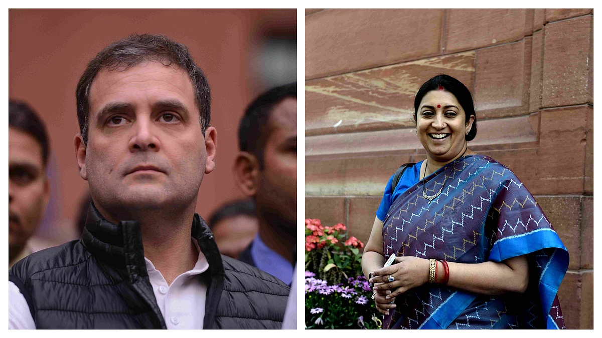 कांग्रेस नेता राहुल गांधी और केंद्रीय मंत्री स्मृति ईरानी.