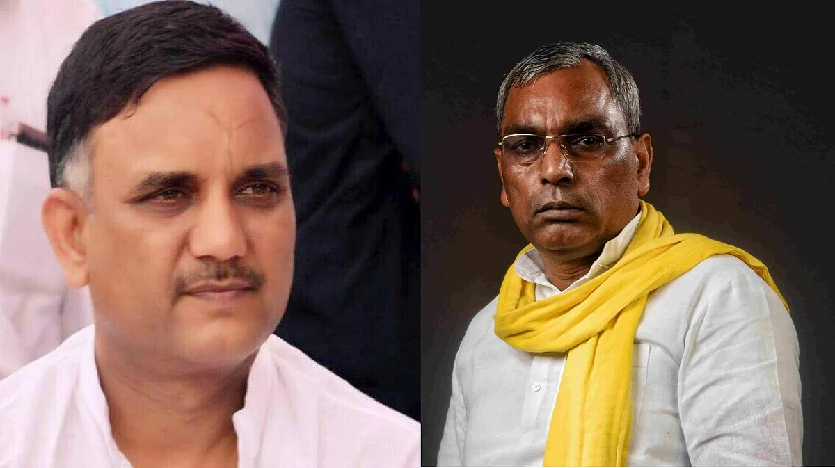 सपा नेता उदयवीर और ओम प्रकाश राजभर.
