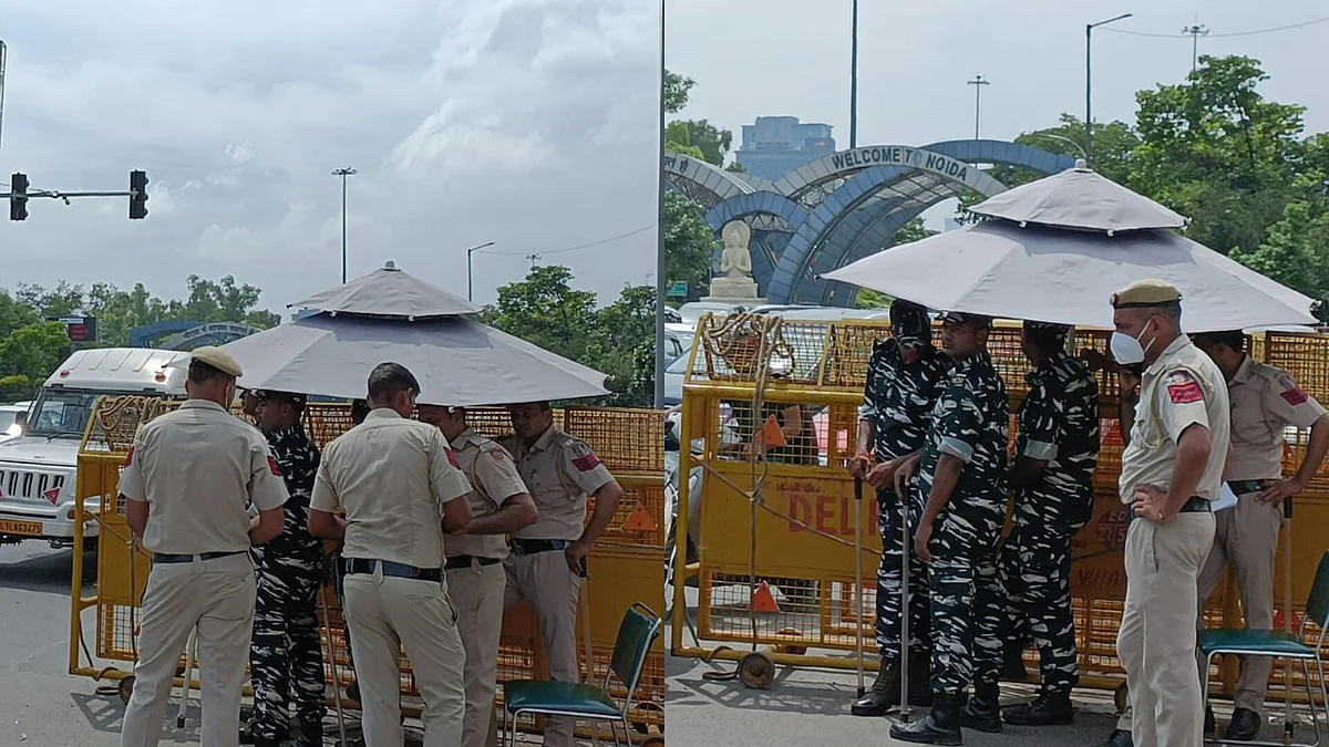 नोएडा-दिल्ली बॉर्डर पर पुलिस फोर्स तैनात.