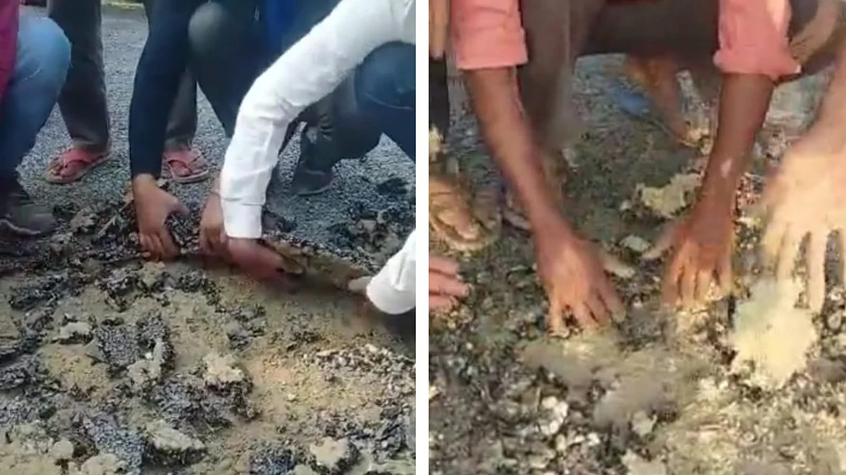लखीमपुर: हाथ मारते ही उखड़ रही थी नई बनी सड़क! वीडियो हुआ था वायरल, अब ये सच आया सामने