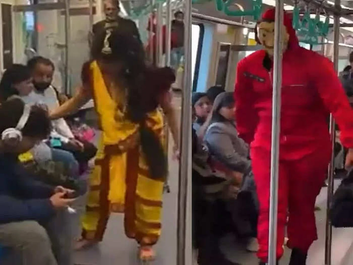 नोएडा मेट्रो में 'भूत' बनकर अचानक घुसी भूलभुलैया वाली मंजुलिका, वीडियो की सच्चाई आई सामने