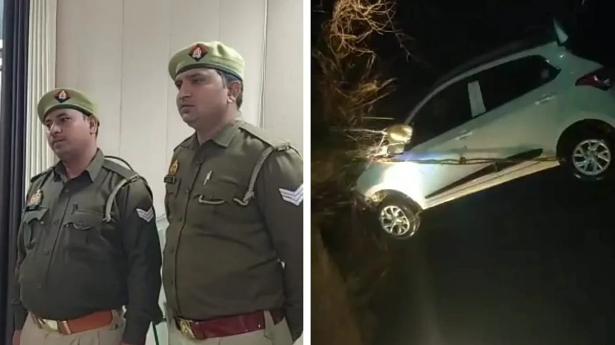 इटावा: नहर में गिरी कार तो जान की परवाह किए बिना कूद गए पुलिस के ये जवान, बन गए 'देवदूत'
