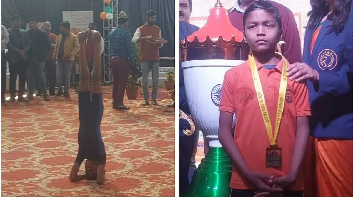 बहराइच: गजब! पैरों से 40% से अधिक विकलांग है छात्र मगर शीर्षासन में रच दिया नया कीर्तिमान