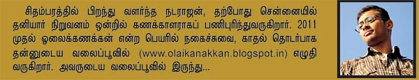 வலையோசை : ஓலைக்கணக்கன்