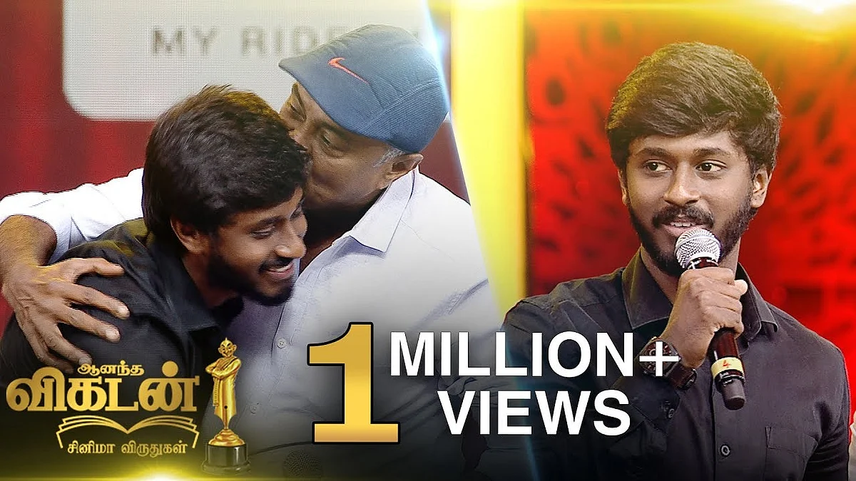 DAD Proud Kiss to SON | 'RAM' Adithya Emotional Speech | Vikatan Cinema Awards Part 4