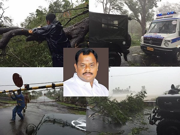 புயல் சீற்றத்தில் தடைகளை தாண்டி கர்ப்பிணியை காப்பாற்றிய ரவீந்திரன்! (நெகிழ வைக்கும் படங்கள்)
