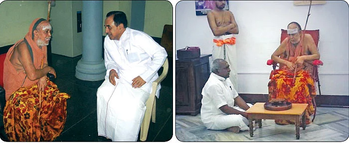 நாற்காலியில் சுப்பிரமணியன் சுவாமி... தரையில் பொன்.ராதாகிருஷ்ணன்
