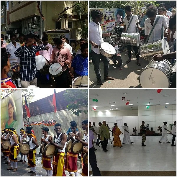 கனிமொழி, ஆ.ராசா சென்னை வந்தனர்! - களைகட்டும் பறையாட்டம்