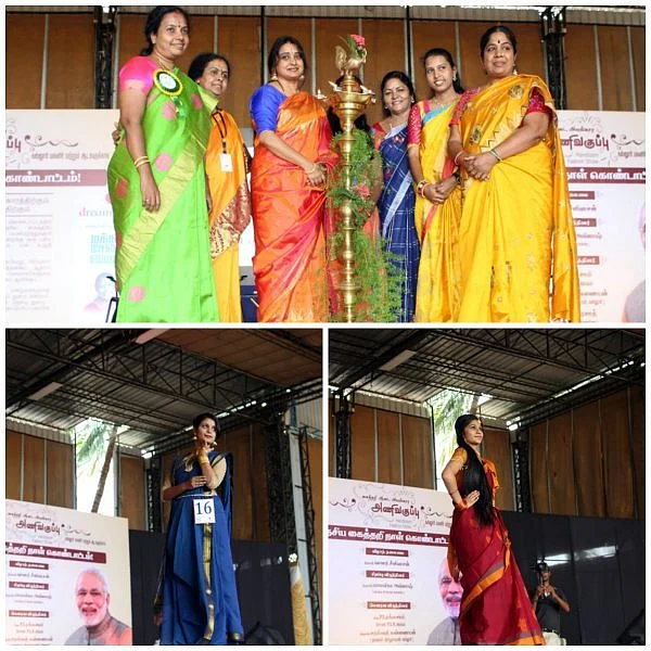 கைத்தறியில் கேட்வாக்... அசத்திய கோவை கல்லூரி மாணவிகள்!